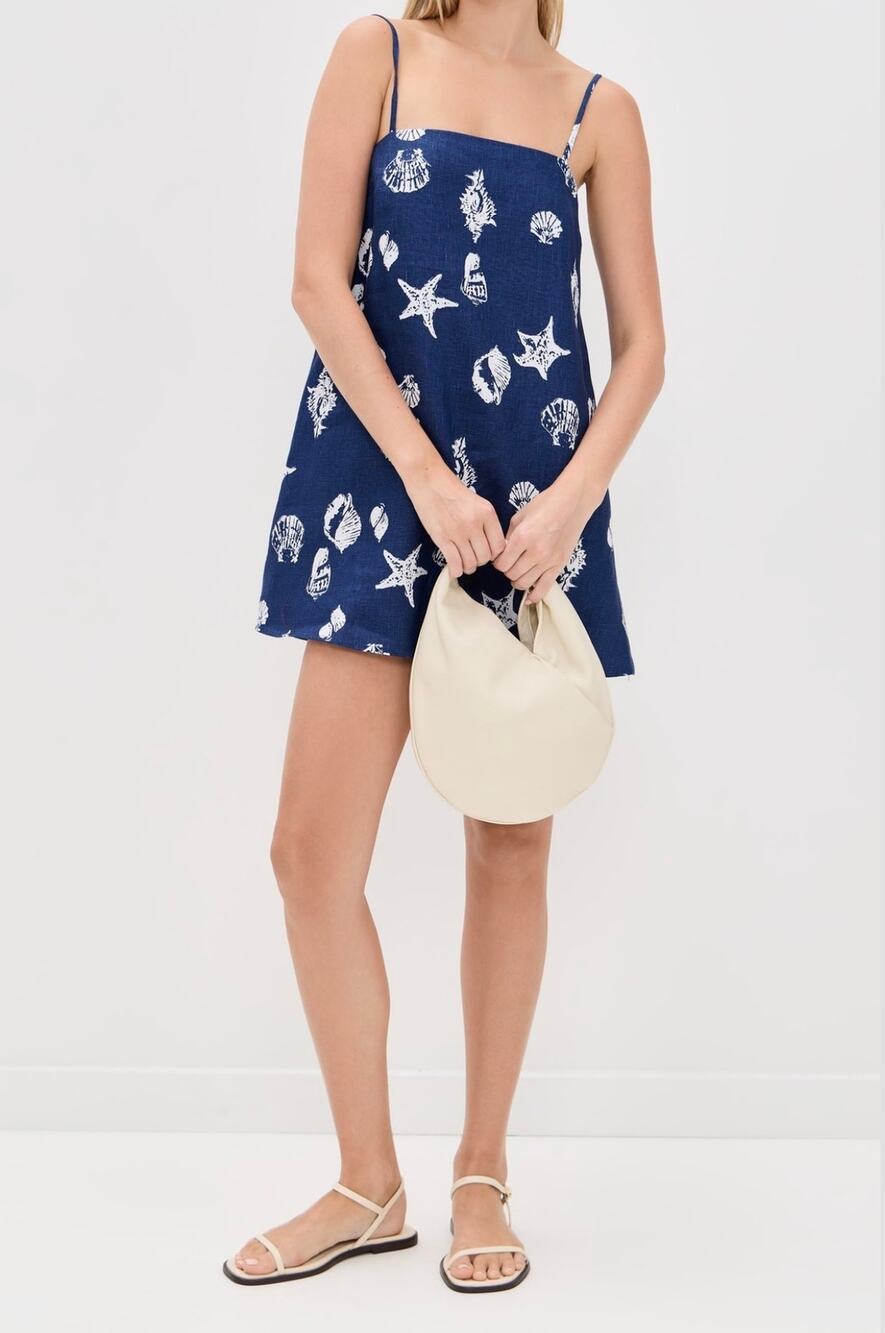 REFORMATION Aubree Linen Seashells Print Dress